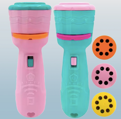 Children's Cartoon Animal Projector Flashlight – Story Projection Torch with Rotating Discs