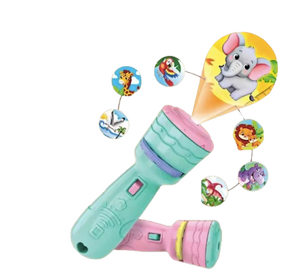 Children’s Cartoon Animal Projector Flashlight – Story Projection Torch with Rotating Discs
