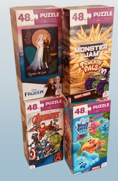 Kids 48-Piece Puzzle – Frozen, Monster Jam, Avengers, Blue's Clues