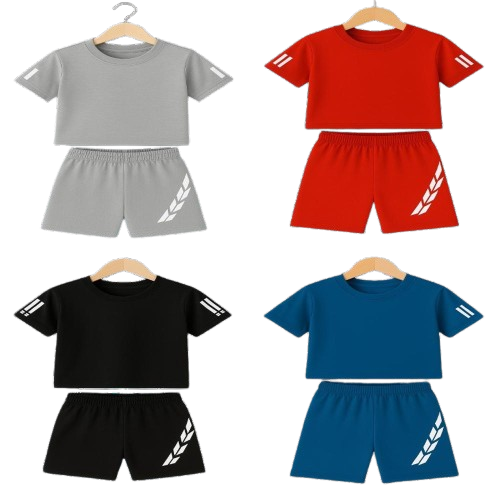 Kids 2-Piece Activewear Sports Set – Short Sleeve Top & Elastic Shorts (4Y–10Y)