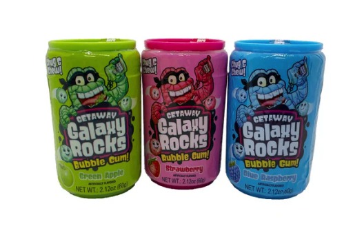 Kidsmania Galaxy Rocks Bubble Gum Candy Canister, 2.12 oz (2-Pack)