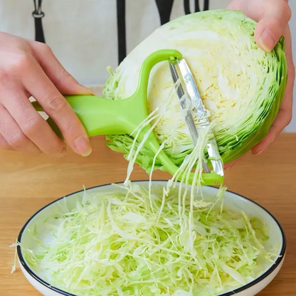 Stainless Steel Dual-Blade Cabbage Shredder & Vegetable Peeler