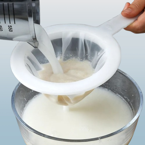 Reusable Fine Mesh Soy Milk Filter Strainer with Handle – Kitchen Liquid Separator