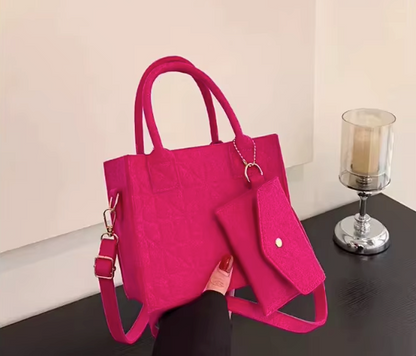Women's Mini Polyester Quilted Tote Set, 2-Piece