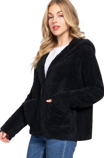 Active Basic USA Women’s Long Dolman Sleeve Sherpa Hoodie Jacket