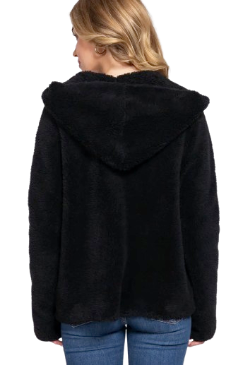 Active Basic USA Women’s Long Dolman Sleeve Sherpa Hoodie Jacket