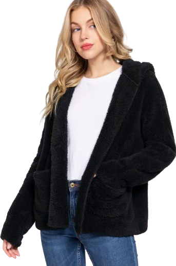 Active Basic USA Women’s Long Dolman Sleeve Sherpa Hoodie Jacket