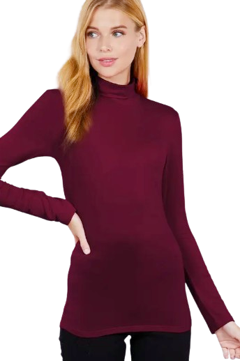 Active Basic USA Women’s Long Sleeve Turtleneck Rayon Spandex Top, Sizes S–L