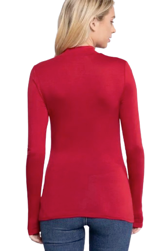 Active Basic USA Women Long Sleeve Mock Neck Rayon Spandex Jersey Top