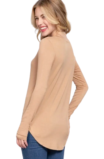 Active Basic USA Women’s Long Sleeve V-Neck Rayon Spandex Jersey Top