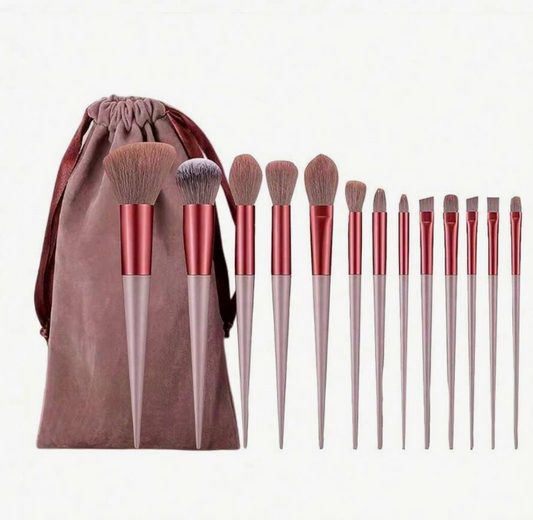 13-Piece Premium Makeup Brush Set with Soft Synthetic Bristles & Travel Pouch – Foundation, Powder, Blush, Concealer, and Eyeshadow Brushes