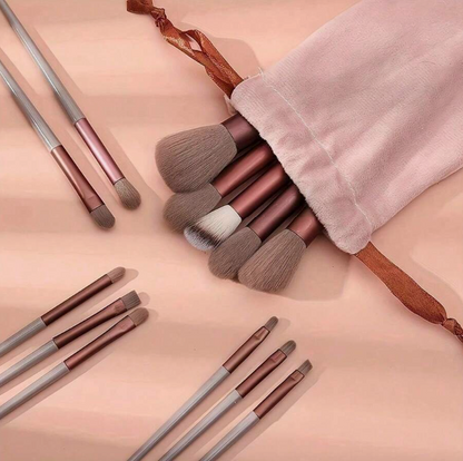 13-Piece Premium Makeup Brush Set with Soft Synthetic Bristles & Travel Pouch – Foundation, Powder, Blush, Concealer, and Eyeshadow Brushes