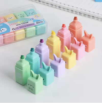 Mini Bunny Highlighter Pen Set – 4 Pack Pastel Markers