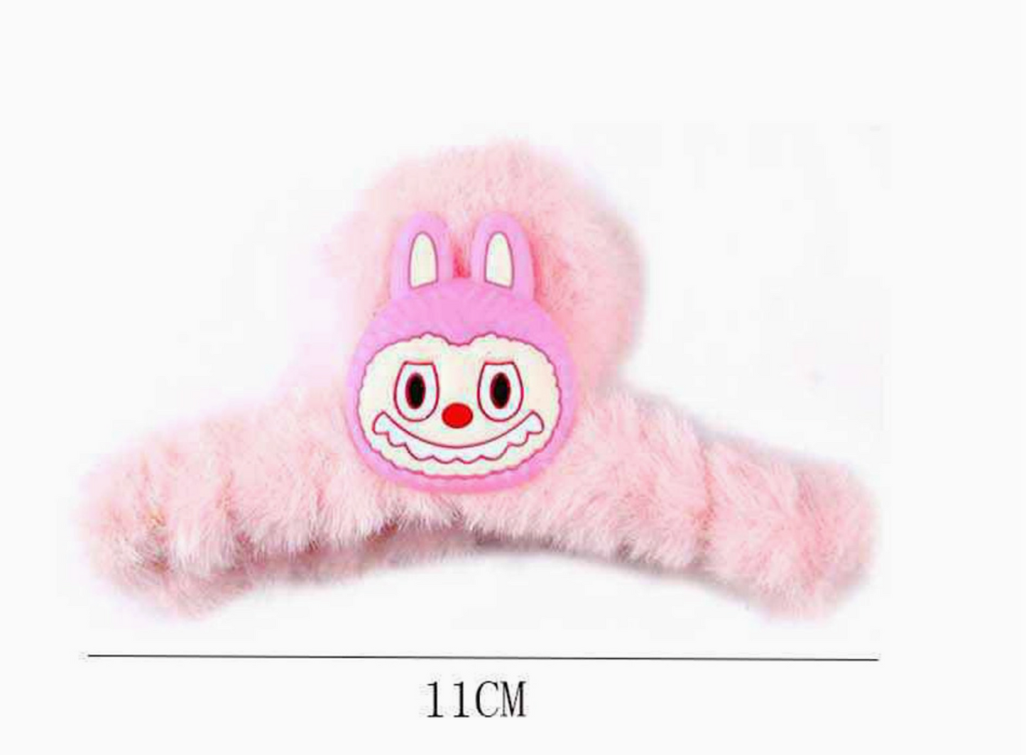 Monster Bunny Fuzzy Plush Hair Claw Clips – 6-Pack