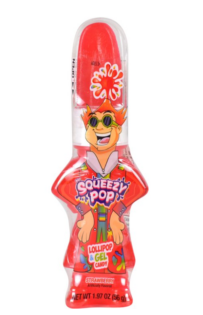 Mr. Squeezy Pop Lollipop & Gel Candy – 3 Pack (Blue Raspberry, Green Apple, Strawberry)