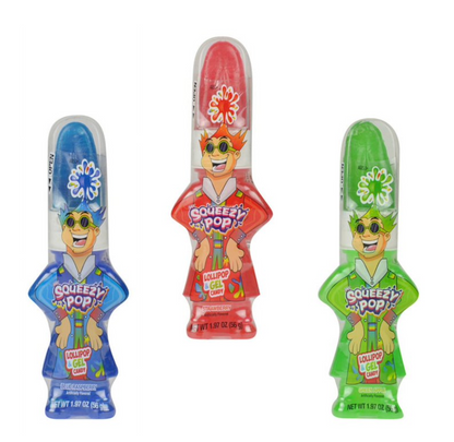 Mr. Squeezy Pop Lollipop & Gel Candy – 3 Pack (Blue Raspberry, Green Apple, Strawberry)