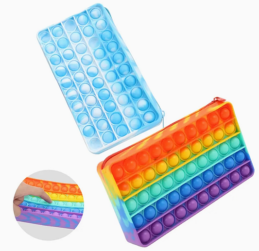 Multi-Storage Pop It Fidget Pencil Case – Rainbow Silicone