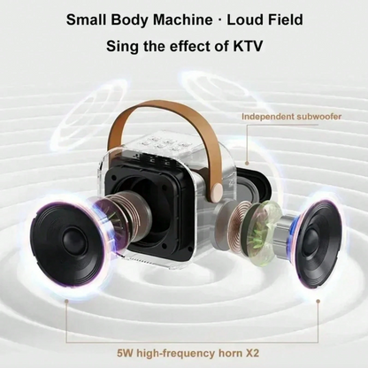 K12 Portable Bluetooth Mini Karaoke Speaker Set with Dual Wireless Microphones & LED Lights