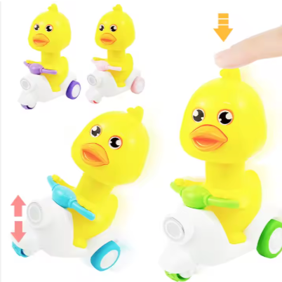 Cartoon Duck Pull-Back Scooter Toy – Colorful Mini Duck Rider for Kids