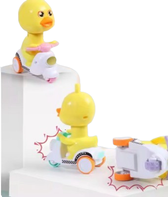 Cartoon Duck Pull-Back Scooter Toy Set – Colorful Mini Duck Riders (4-Pack)