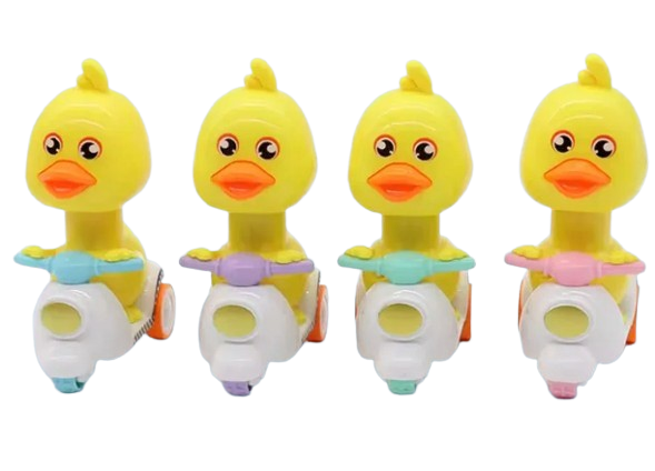 Cartoon Duck Pull-Back Scooter Toy Set – Colorful Mini Duck Riders (4-Pack)