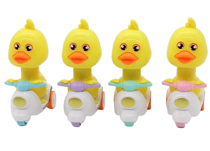 Cartoon Duck Pull-Back Scooter Toy Set – Colorful Mini Duck Riders (4-Pack)