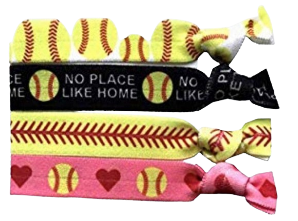 Safe Haven & CO Softball Hair Tie Set – 2 Packs of 4 Elastic Bands for Game Day or Everyday Wear