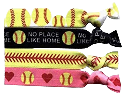 Safe Haven & CO Softball Hair Tie Set – 2 Packs of 4 Elastic Bands for Game Day or Everyday Wear