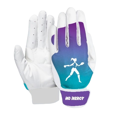No Mercy Sports Adult Softball Batting Gloves – Teal/Purple & Gray/Black Performance Grip