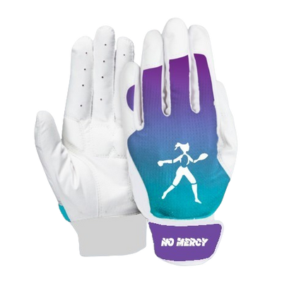 No Mercy Sports Adult Softball Batting Gloves – Teal/Purple & Gray/Black Performance Grip