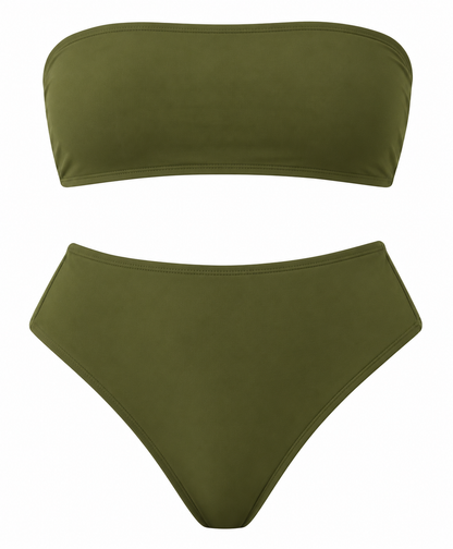 Women’s Bandeau Bra Top & High-Waist Panty Set – Soft Seamless Comfort