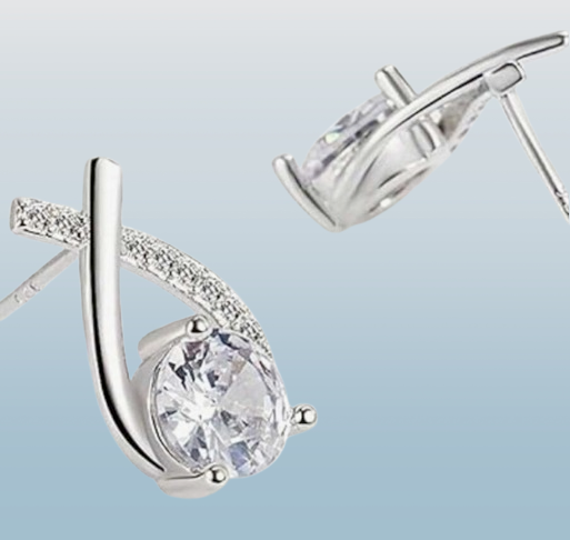 Pair of Retro Minimalist Style Earrings with Zircon Accents