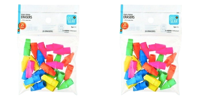 Pen+Gear Pencil Cap Erasers 2-Pack (25 Each) – Assorted Colors, Smudge-Free