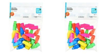 Pen+Gear Pencil Cap Erasers 2-Pack (25 Each) – Assorted Colors, Smudge-Free
