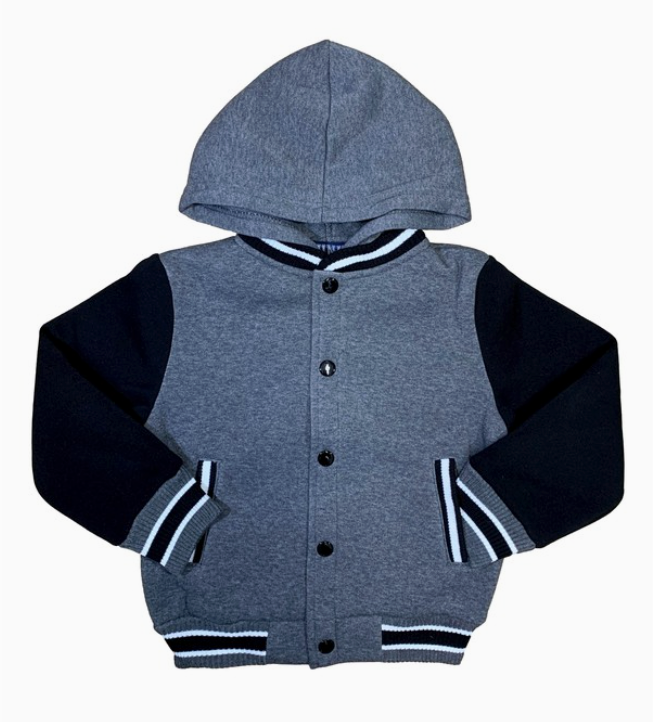 Unik Boys Plain Varsity Fleece Hoodie Jacket with Hood (Sizes 2T–4T)
