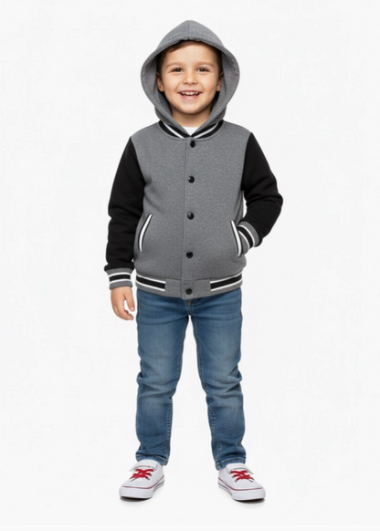 Unik Boys Plain Varsity Fleece Hoodie Jacket with Hood (Sizes 2T–4T)
