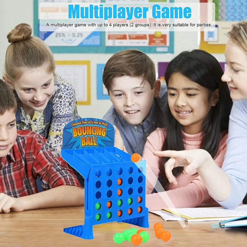 Point Games Bounce 4 In A Row – Portable Connect Game with Bouncing Balls
