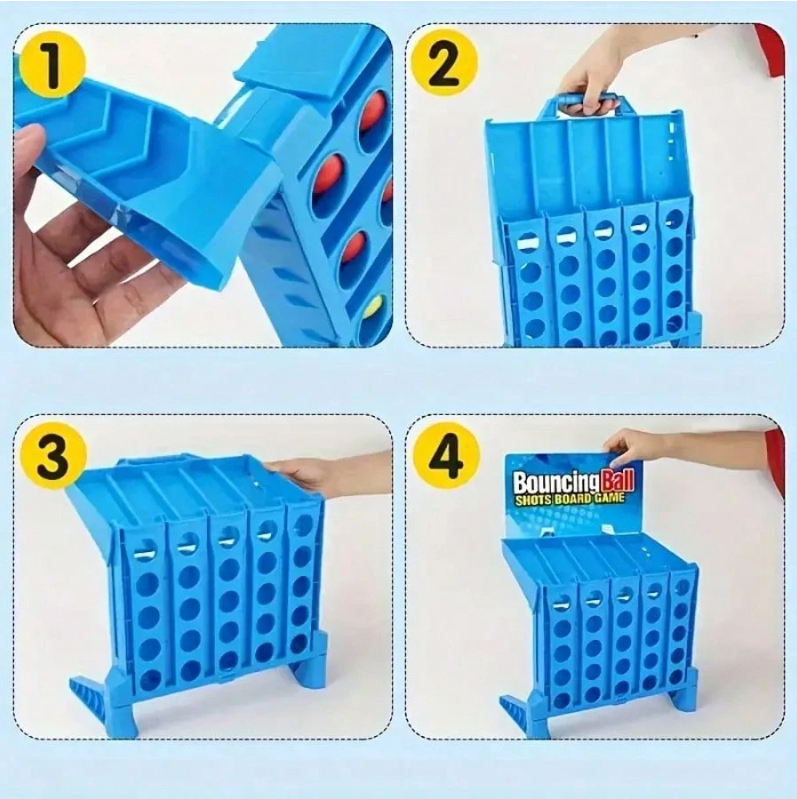 Point Games Bounce 4 In A Row – Portable Connect Game with Bouncing Balls
