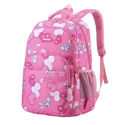 Waterproof Bunny Print School Backpack – Girl's Multi-Compartment Primary School Bag