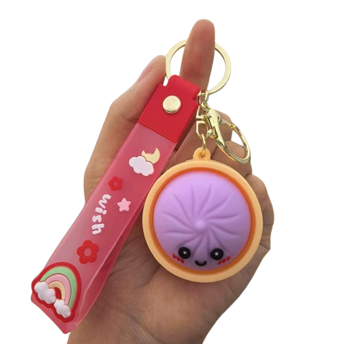 Cute Dumpling Squishy Keychains – 2-Pack Stress Relief Fidget Toys