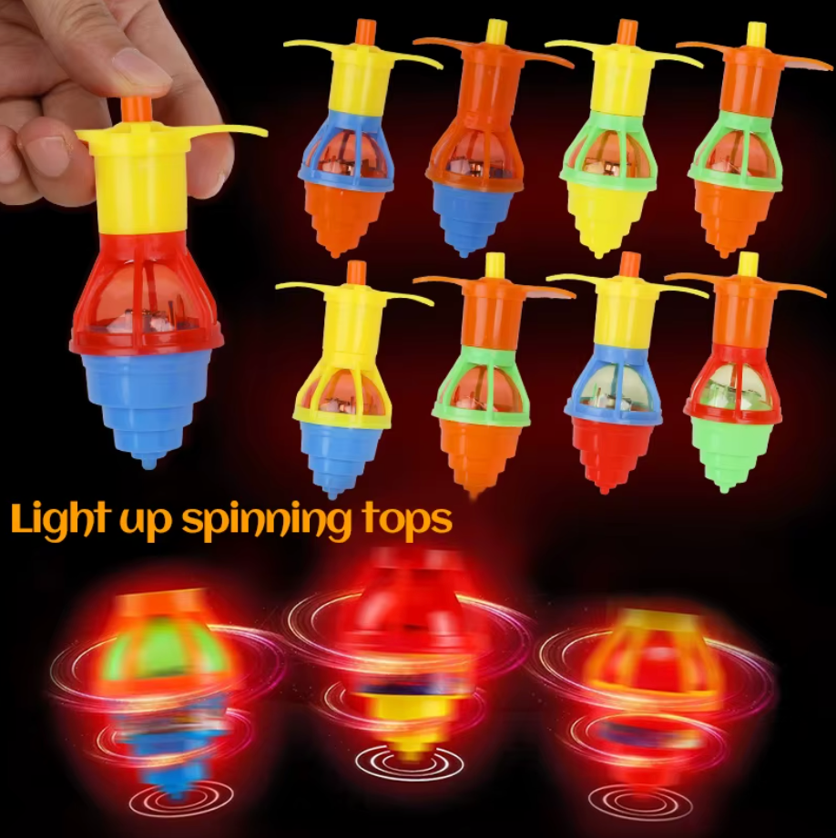 LED Light Up Spinning Top Toy Colorful Kids Fidget Toy, 2-Pack
