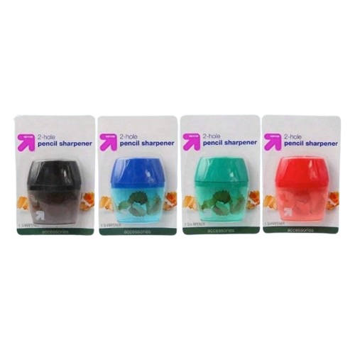 2-Hole Manual Pencil Sharpener with Shavings Container