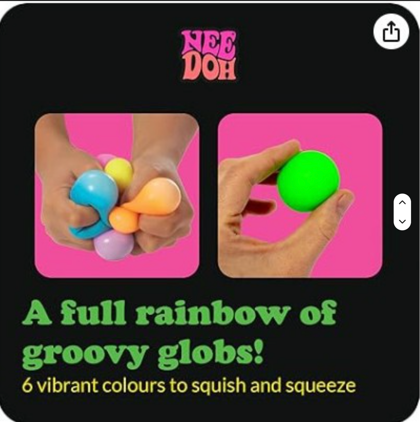 Rainbow Teenie NeeDoh Squishy Stress Balls – 6-Piece Set