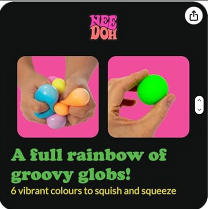 Rainbow Teenie NeeDoh Squishy Stress Balls – 6-Piece Set