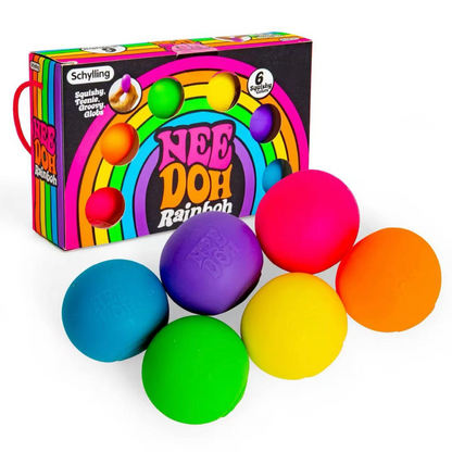 Rainbow Teenie NeeDoh Squishy Stress Balls – 6-Piece Set
