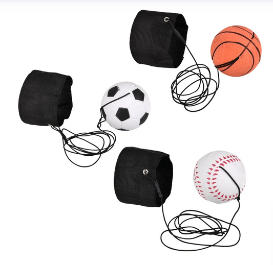 2.25" Sports Wrist Band Return Ball – Interactive Wrist Strap Toy for Kids (Baseball, Soccer, Basketball)