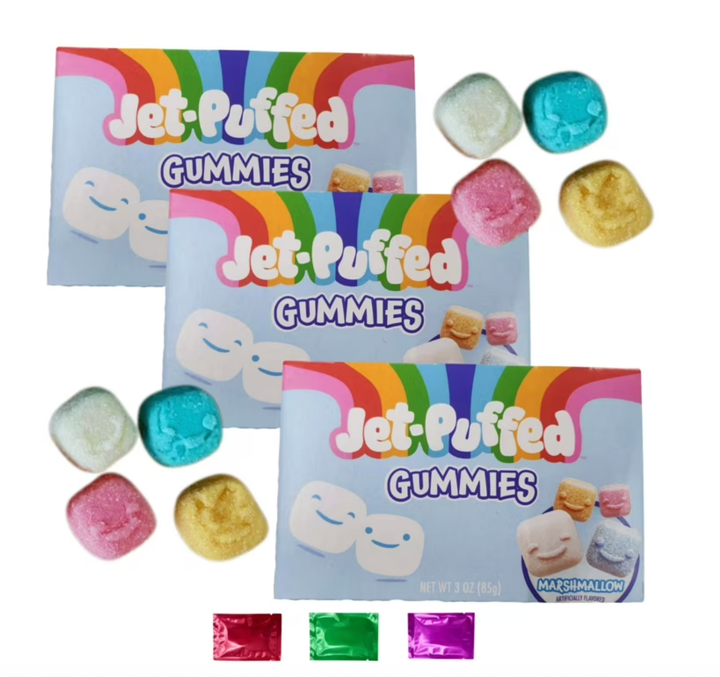 Jet-Puffed Marshmallow Flavored Gummies Candy – 2 Pack (3 oz Each)