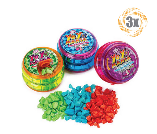 Yo Yo Mania – 3-Pack Bubble Gum Nugget Yo-Yos (Assorted Colors)