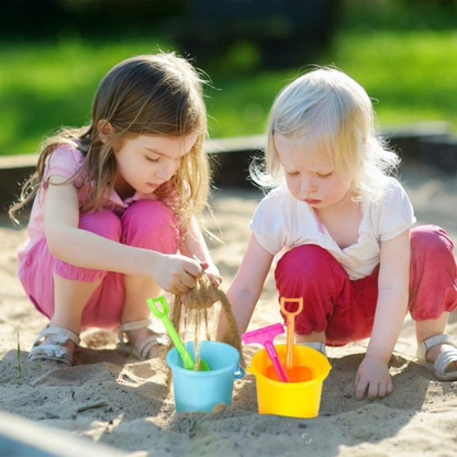 2-Pack Plastic Beach Play Set – 4-Piece Kids Sand Buckets & Tools