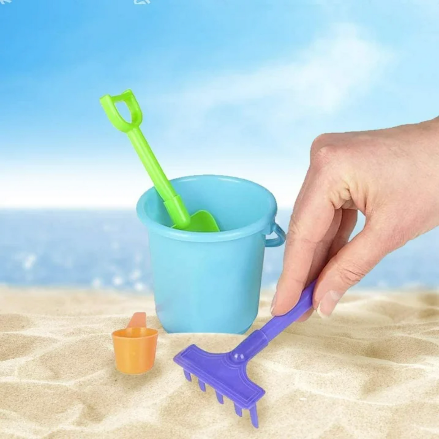 2-Pack Plastic Beach Play Set – 4-Piece Kids Sand Buckets & Tools